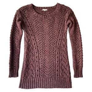 Maurices Women Long Sleeve Crewneck Knit Long Blouse size XS, Wine Purple